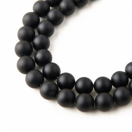 Onyx, Svart matt med hull, 8 mm, runde (20 stk)