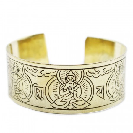 Tibetan Mantra armbånd messing - Five Buddha
