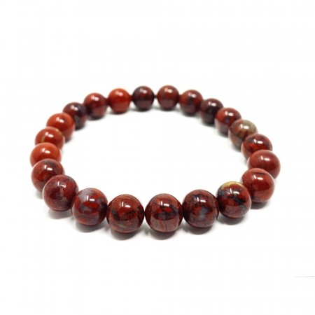 Armbånd med 8 mm Jaspis, poppy AAA-kvalitet, 19 cm