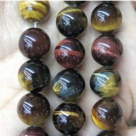Tigerøye, mix AA-kvalitet med hull, 6 mm, runde (30 stk)