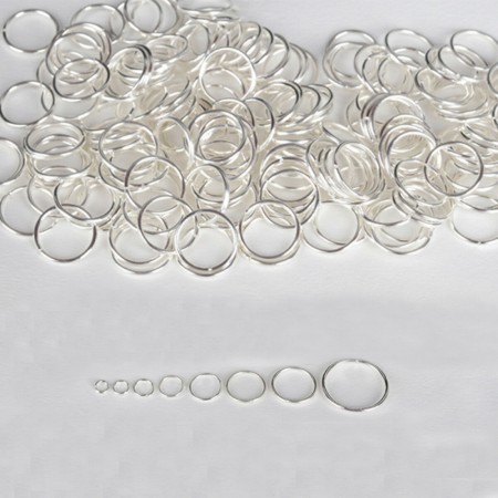 Splittring, shiny sølv på kobber, 3 mm, 50 stk
