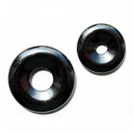 Hematitt med hull, 10 x 3 mm, donuts,  ca 90-100 stk