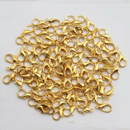 Karabinkrok, gull, 12 mm, 10 stk