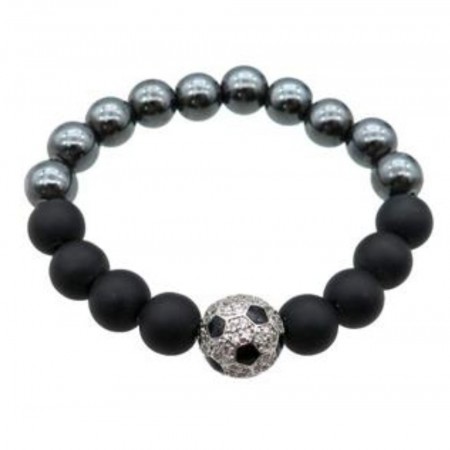Armbånd med 10 mm Onyx, svart, Hematitt og ball AAA-kvalitet, 19 cm
