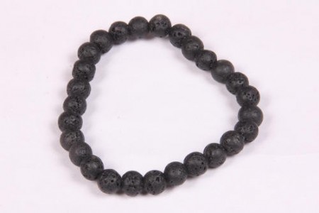 Armbånd med 8 mm Lava, svart AAA-kvalitet, 19 cm