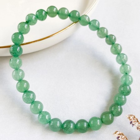 Armbånd med 6 mm Aventurin, grønn AAA-kvalitet, 19 cm