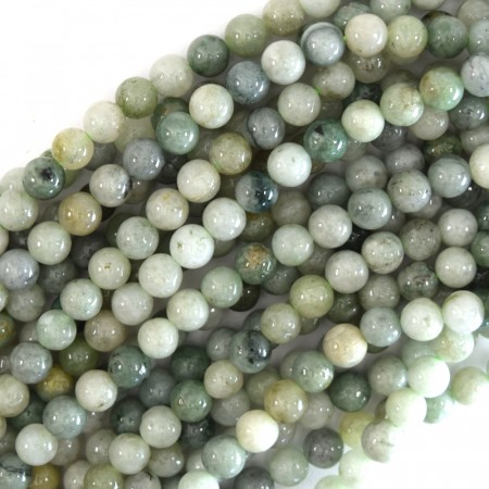 Jadeitt, grønn med hull, 8 mm, runde (20 stk)